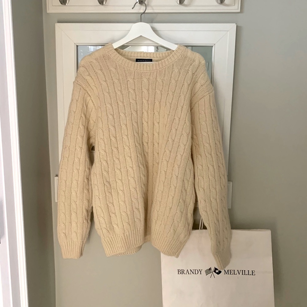 NWOT Brandy Melville cream cable sweater